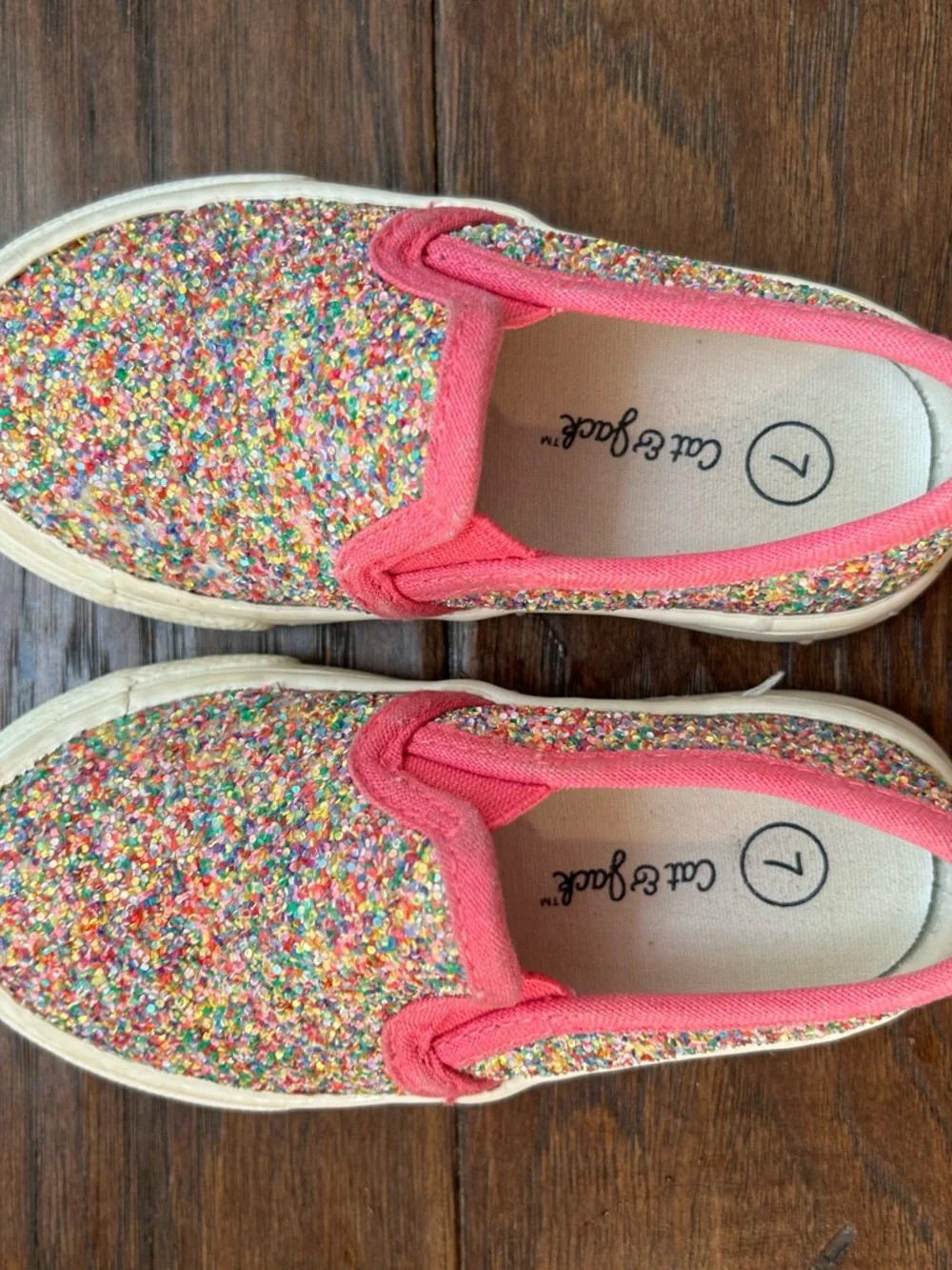 Cat & Jack Slip-On Glitter Sneakers size 7 toddler girl